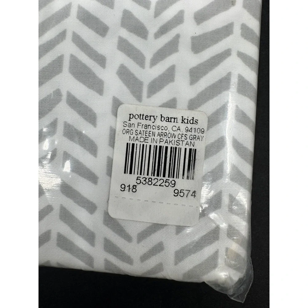 New Pottery Barn Baby Crib Fitted Sheet Gray Broken Arrow Organic Sateen Cotton